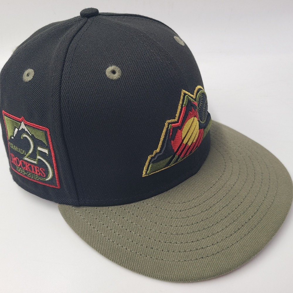 Colorado Rockies Hat Fitted 7 3/8 New Era 59Fifty Black 25th Anniversary Patch